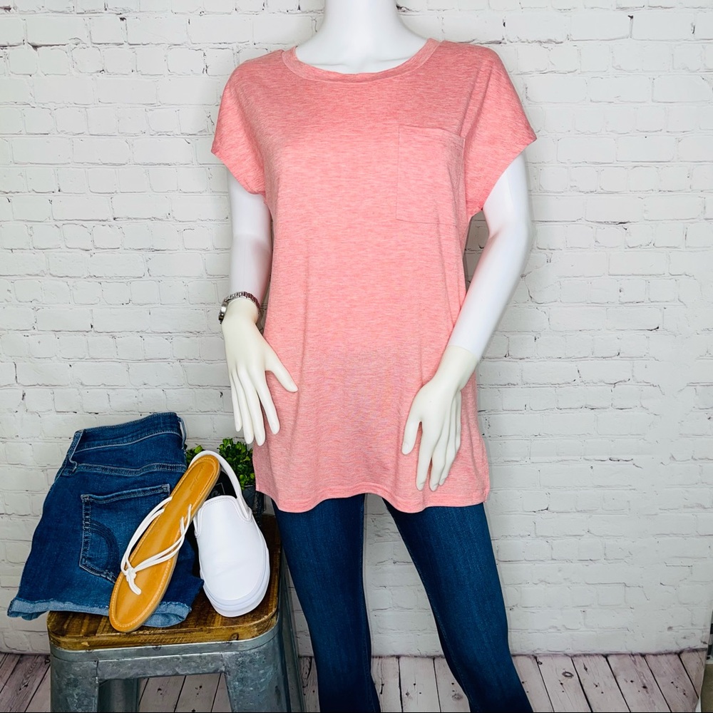 Coral Loose Fit Tee with pocket